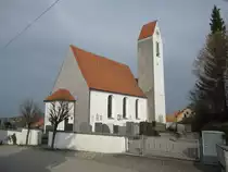 Bernbach, Pfarrkirche St. Johannes der T�ufer, erbaut im 15. Jahrhundert, barocke Umgestaltung 1766 (06.03.2014)