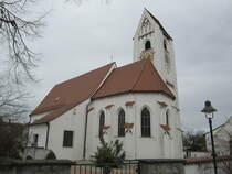 Weinhausen, kath. Pfarrkirche, sptgotischer Bau aus dem 15. Jahrhundert (07.02.2014)