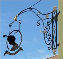 Ein etwas exotischeres Aushngeschild an einem Geschft in Vevey. 02.08.08 (Jeanny)