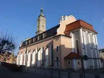 Eisenach, evangelische Georgenkirche am Markt, gotische Hallenkirche, erbaut im 15. Jahrhundert, neobarocker Turm erbaut von 1899 bis 1902 (17.03.2024)