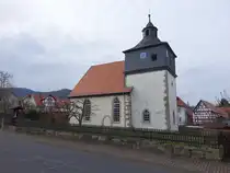 Vockerode, evangelische Kirche in der Kirchstra�e, erbaut im 13. Jahrhundert, erweitert von 1634 und 1668 (17.03.2024)