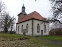 Wei�enborn, evangelische St. Nicolai Kirche mit mittelalterlichem Turm (18.03.2024)
