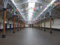 Barnstaple, historische Markthalle Pannier Market in der Butcher Row Stra�e (13.05.2024)