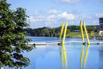 Die Ponte Cagrana ber die neue Donau in Wien. Aufnahme: 20. Mai 2024.