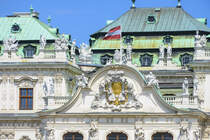 Detailaufnahme vom Schloss Belvedere in Wien. Aufnahme: 20. Mai 2024.