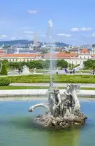 Brunnen des Schlosses Belvedere in Wien. Aufnahme: 20. Mai 2024.