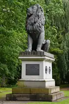 Der 1862 im sp�tklassizistischen Stil gestaltete Idstedt-L�we soll an den Sieg der d�nischen Truppen �ber die aufst�ndischen Schleswig-Holsteiner in der Schlacht bei Idstedt erinnern. (Flensburg, Juni 2024)