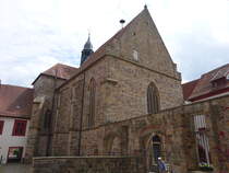 Bad Iburg, ehem. Klosterkirche St. Clemens, dreischiffige gotische Hallenkirche, erbaut ab 1349, Westfassade von 1750 (06.06.2024)
