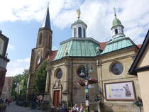 Telgte, Wallfahrtskapelle und Probsteikirche St. Clemens, Kirche erbaut von 1522 bis 1558 als gotische Hallenkirche (04.06.2024)