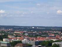 Blick Richtung Bahnhof Dresden-Neustadt von der Aussichtsplattform der Frauenkirche am 17.08.08.
