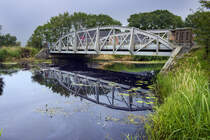 Die Brcke ber die Sderau am deutsch-dnischen Grenzbergang Mllehus zwischen Tondern (dnisch Tnder, friesisch Tuner, plattdeutsch Tonnern) und Aventoft. Aufnahme: 3. August 2024.