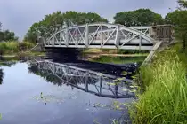 Die Br�cke �ber die S�derau am deutsch-d�nischen Grenz�bergang M�llehus zwischen Tondern (d�nisch T�nder, friesisch Tuner, plattdeutsch Tonnern) und Aventoft. Aufnahme: 3. August 2024.