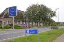 Reetdachhaus in Ruttebll (dnisch Rudbl) in Nordschleswig (dnisch Snderjylland). Die Adresse ist Rudblvej 44. Aufnahme: 3. August 2024.