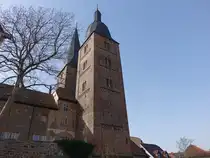 Altenburg, Rote Spitzen, Doppelt�rme der ehem. Marienkirche, erbaut von 1165 bis 1172 (31.03.2024)