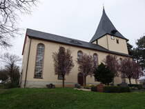 Langenleuba-Oberhain, evangelische St. Nicolai Kirche, erbaut von 1200 bis 1250 (31.03.2024)