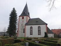 Obergrfenhain, evangelische St. Jakobus Kirche, erbaut im 12. Jahrhundert (31.03.2024)