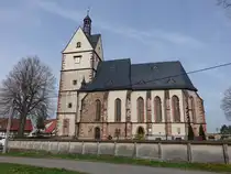 Ziegelheim, evangelische St. Marien Kirche, erbaut von 1484 bis 1531 (31.03.2024)