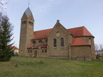 Zipsendorf, Pfarrkirche St. Elisabeth, erbaut von 1908 bis 1912 (30.03.2024)