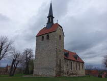 Schlanstedt, evangelische St. Martini Kirche, sptgotische Bruchsteinbau, 1684 Umbau zur barocken Saalkirche, Dachreiter von 1713 (24.03.2024)
