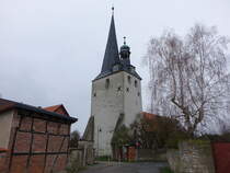 Anderbeck, evangelische St. Martin Kirche, erbaut im 8. Jahrhundert (23.03.2024)