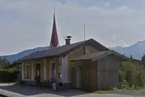 Der Warteraum an der Haltestelle Achenseebahn in Eben. 08.2024