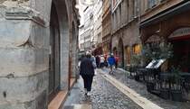 In der Altstadt von Lyon am 18.10.24.  Lyon ist die drittgrte Stadt Frankreichs nach Paris und Marseille. Sie liegt in der Auvergne, einer Landschaft in Zentralfrankreich.