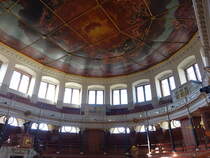 Oxford, Innenraum des Sheldonian Theater, Deckengemlde von Robert Streater (09.09.2024)