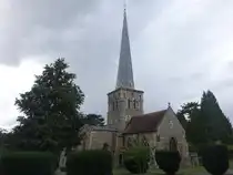 Hemel Hempstead, Pfarrkirche St. Mary, erbaut von 1140 bis 1150, Kirchturm erbaut im 14. Jahrhundert (11.09.2024)