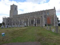 Blythburgh, Pfarrkirche Holy Trinity in der Church Lane, erbaut im 15. Jahrhundert, restauriert von 1881 bis 1884 (13.09.2024)
