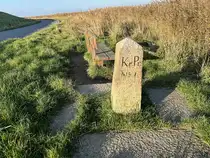 Der alte Grenzstein Nummer 1 an der deutsch-d�nischen Grenze von 1864-1920 steht in Spr�kbro s�dlich des Dorfes Vester Vedsted. Aufnahme: 24. Oktober 2024.