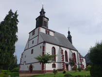 Seelitz, ev. St. Annen Kirche, erbaut von 1516 bis 1529 als sptgotische Hallenkirche, von 1769 bis 1771 Umbau in eine barocke Emporenkirche (12.07.2024)