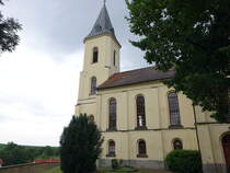 Zschochau, evangelische Kirche, erbaut 1866, saniert 1990 (12.07.2024)