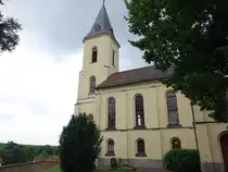 Zschochau, evangelische Kirche, erbaut 1866, saniert 1990 (12.07.2024)