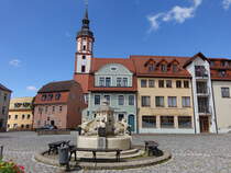 Mgeln, Gebude und St. Johannes Kirche am Markt (13.07.2024)