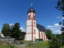 Schrebitz, evangelische St. Wenzel Kirche, sp�tgotische Saalkirche aus dem 16. Jahrhundert (13.07.2024)