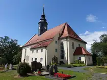 Niedersch�na, evangelische St. Annen Kirche, barocke Saalkirche, erbaut von 1754 bis 1755 (14.07.2024)
