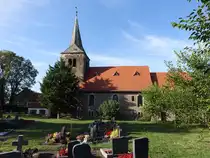 Kirchscheidungen, evangelische St. Johannes Kirche, romanische Saalkirche erbaut im 11. Jahrhundert (22.09.2024)