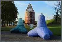 Unweit des Hafens von Klaipėda liegt die historische Memelburg. Die Burg wurde im 19. Jahrhundert weitgehend abgetragen. Der Turm wird aktuell rekonstruiert. (Klaipėda, 26.08.2024)