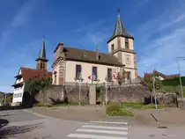 Climbach, evangelische Kirche an der Rue de Soultz, erbaut 1750 (13.10.2024)