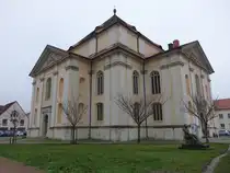 Zerbst, evangelische St. Trinitatis Kirche in der Rennstra�e, erbaut von 1683 bis 1696 durch den Baumeister Cornelis Ryckw�rt (08.12.2024)