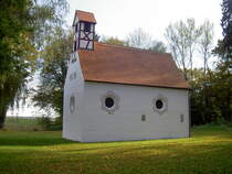 Illereichen, Pestkapelle St. Sebastian und Rochus, Saalbau mit Satteldach und Dachreiter in Fachwerk, erbaut 1602 (06.01.2003)