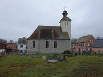 Sachau, evangelische St. Johannis Kirche, erbaut im 13. Jahrhundert, Neubau 1622 (09.12.2024)