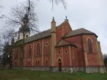 Wartenburg, evangelische St. Petri Kirche, Backsteinbau von 1876 (10.12.2024)
