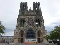 Reims, Kathedrale Notre-Dame, erbaut ab dem 13. Jahrhundert, Fassade errichtet von 1252 bis 1275 (06.10.2024)