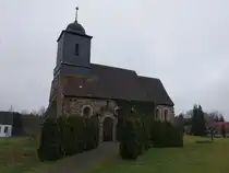 Stackelitz, evangelische Kirche, erbaut im 13. Jahrhundert (11.12.2024)