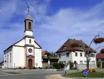 Bischwihr im Elsa�, die evangelische Kirche von 1853, Aug.2024