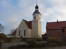 Zschepplin, evangelische St. Lucia Kirche, sp�tgotische Saalkirche, erbaut im 15. Jahrhundert (13.12.2024)
