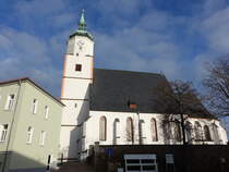 Wurzen, evangeliscje Stadtkirche St. Wenceslai, dreischiffige Hallenkirche, erbaut von 1663 bis 1673 (15.12.2024)