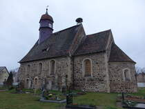 Klitzschen, evangelische Kirche, romanische Saalkirche, erbaut um 1200 (16.12.2024)