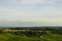 Grabkapelle auf dem Wrttemberg und Rotenberg umrahnt von Weinbergen im Abendlicht von Fellbach aus aufgenommen 04.06.2017
